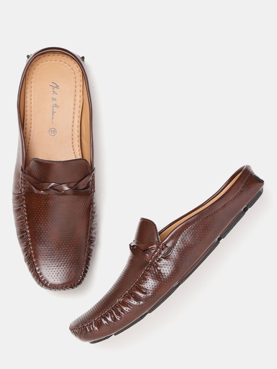 

Mast & Harbour Men Coffee Brown Perforated Slip-On Loafers