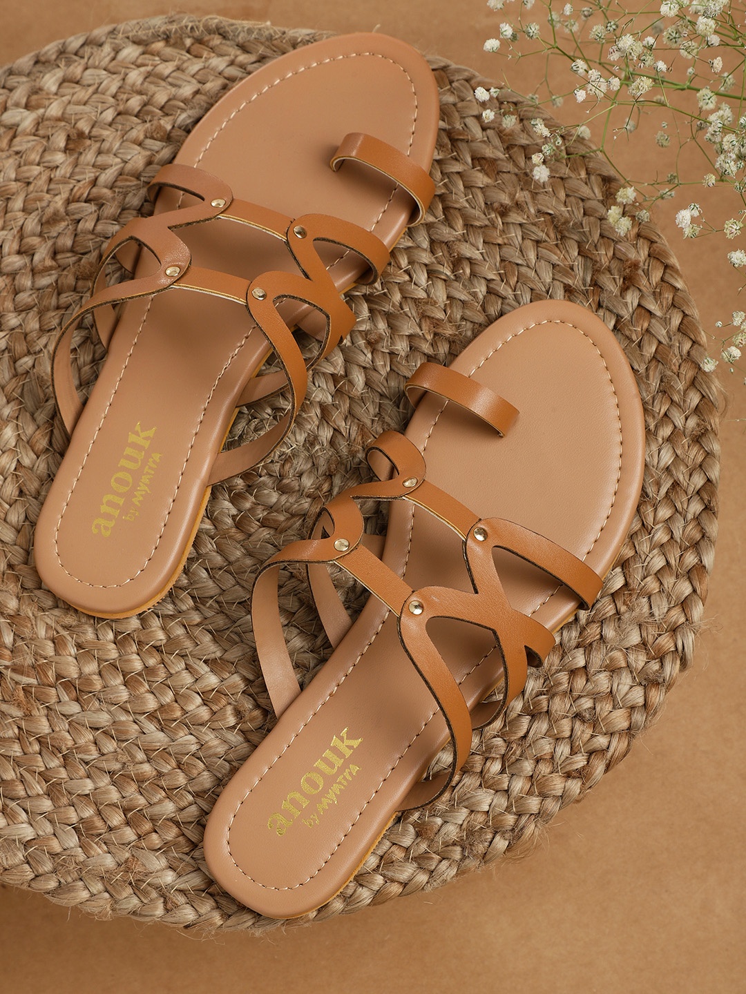 

Anouk Women Brown Solid One Toe Flats