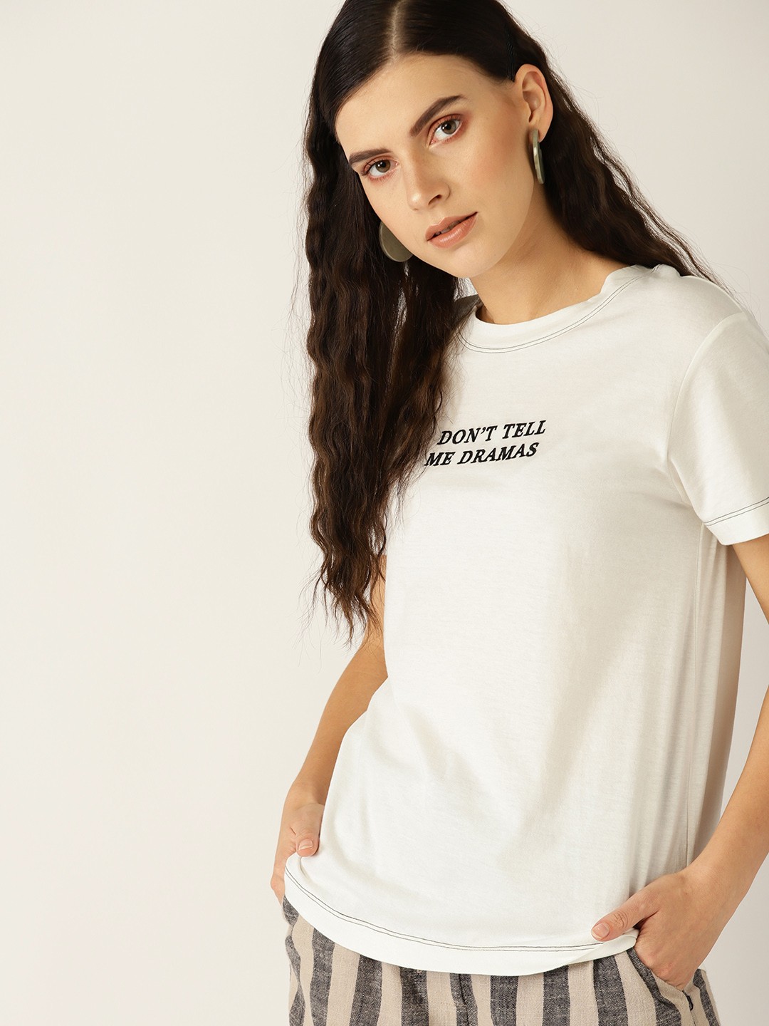 

MANGO Women Printed Detail Round Neck T-shirt, White