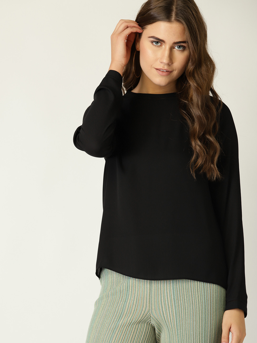 

MANGO Women Black Solid Top