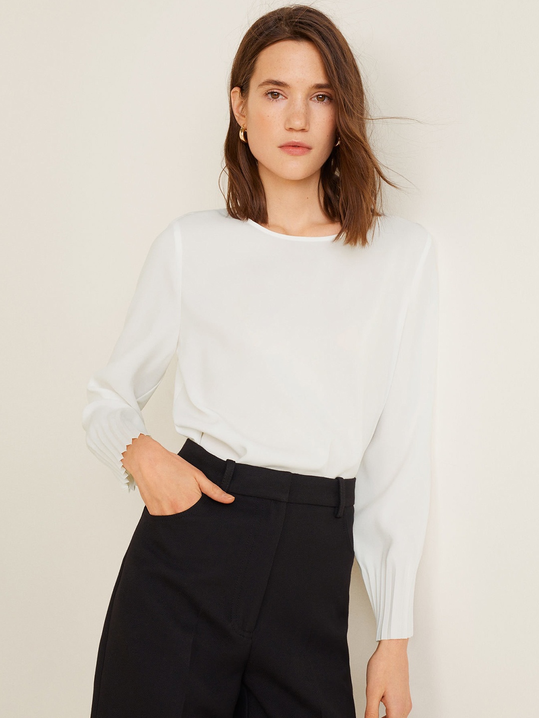 

MANGO Women White Solid Top