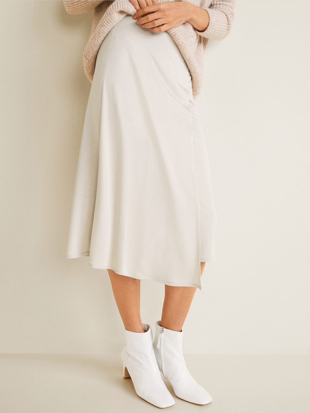 

MANGO Women Beige Solid Wrap Skirt