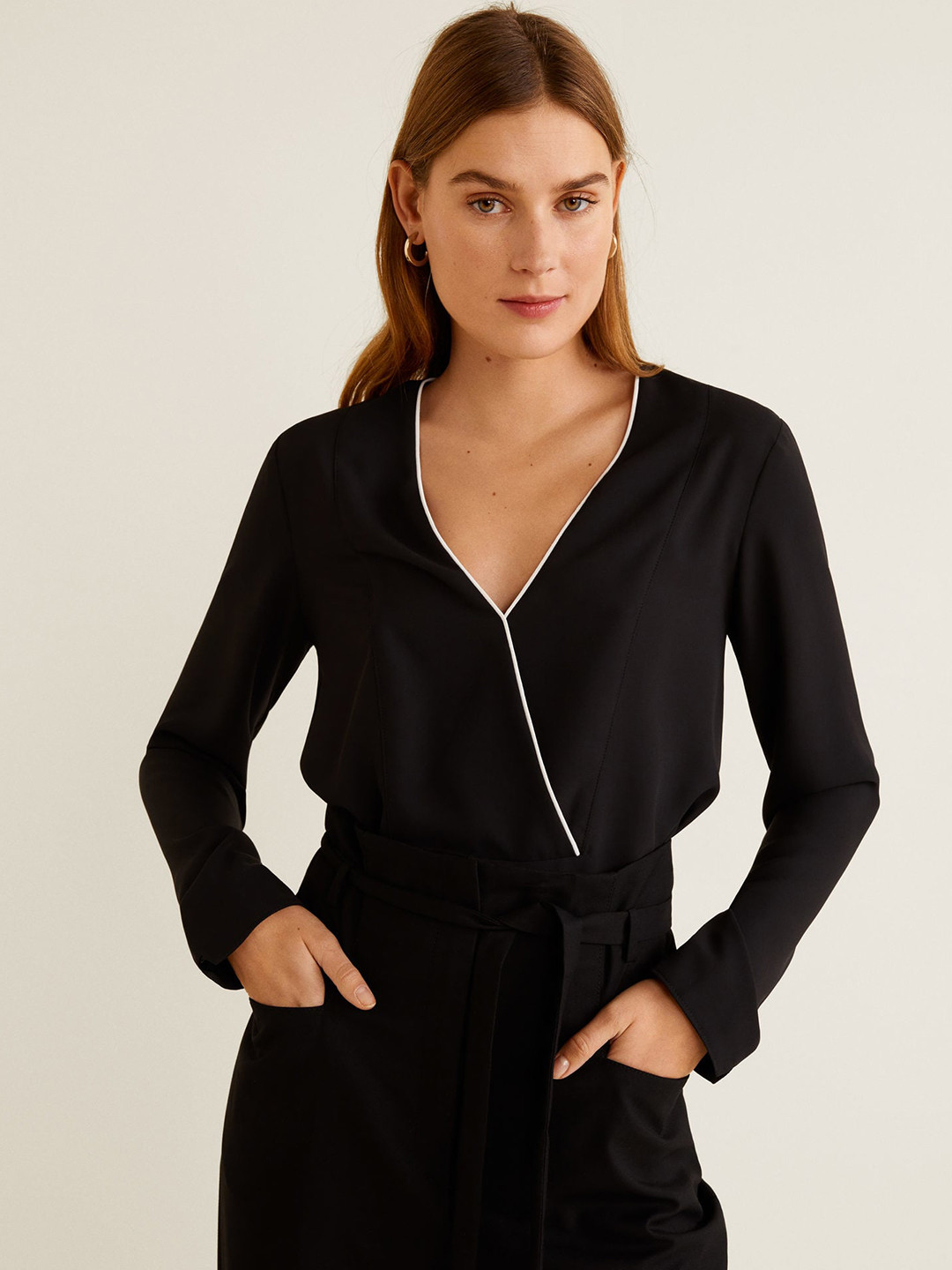 

MANGO Women Black Solid Top