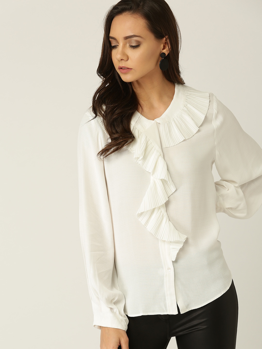 

MANGO Women White Solid Top