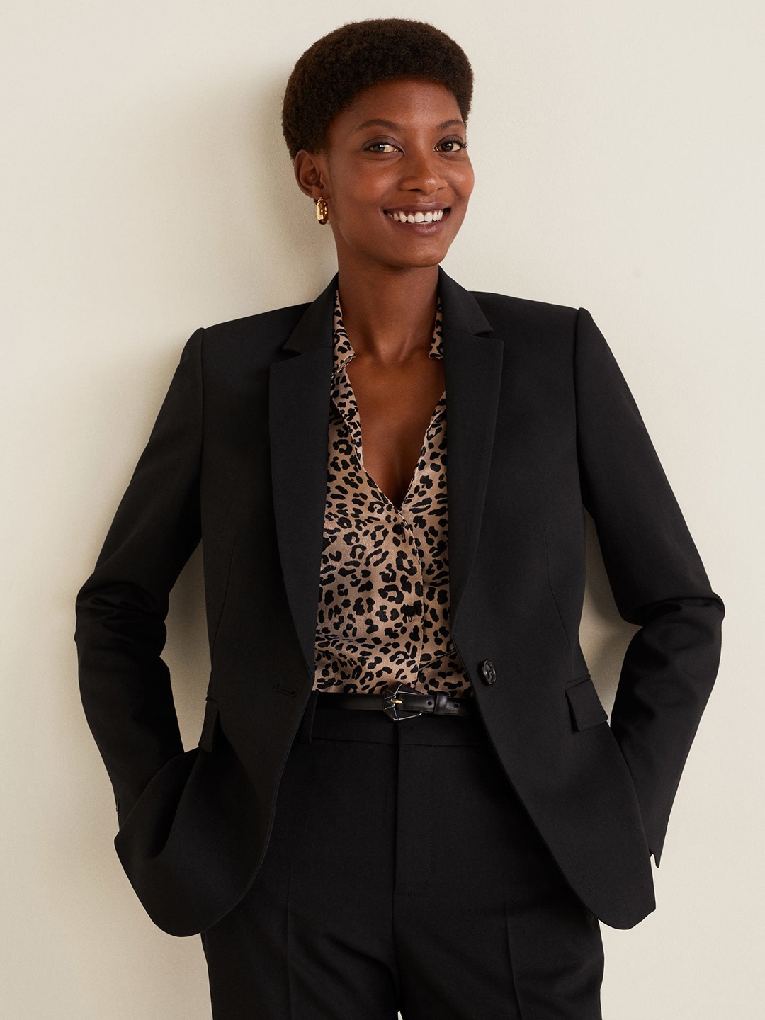 

MANGO Women Black Solid Single-Breasted Formal Blazer