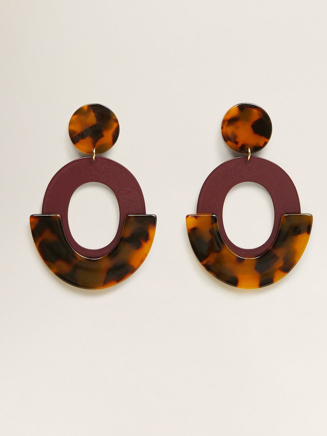 

MANGO Brown & Burgundy Oval Drop Earrings