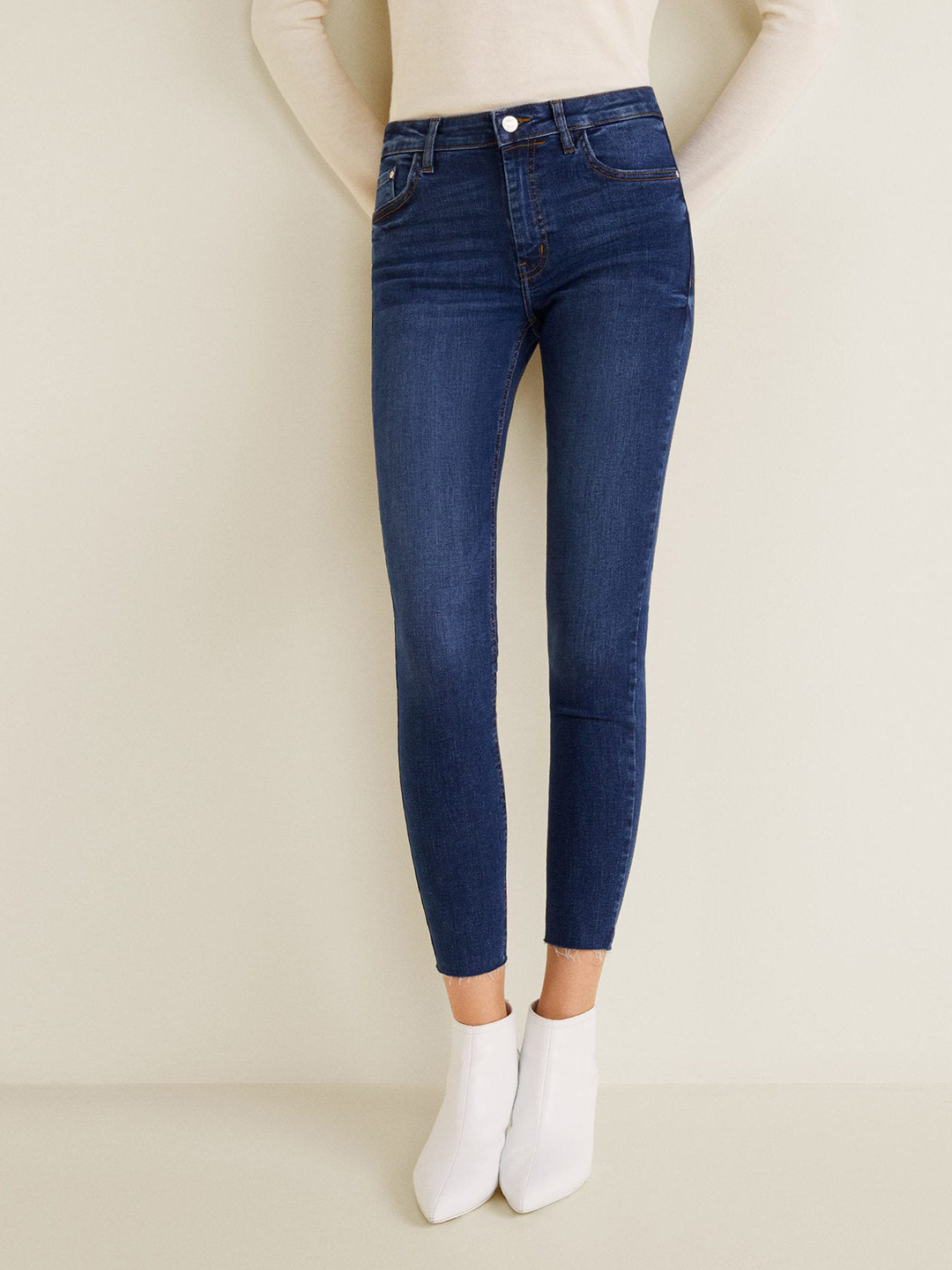 

MANGO Women Navy Blue Skinny Fit Mid-Rise Clean Look Jeans