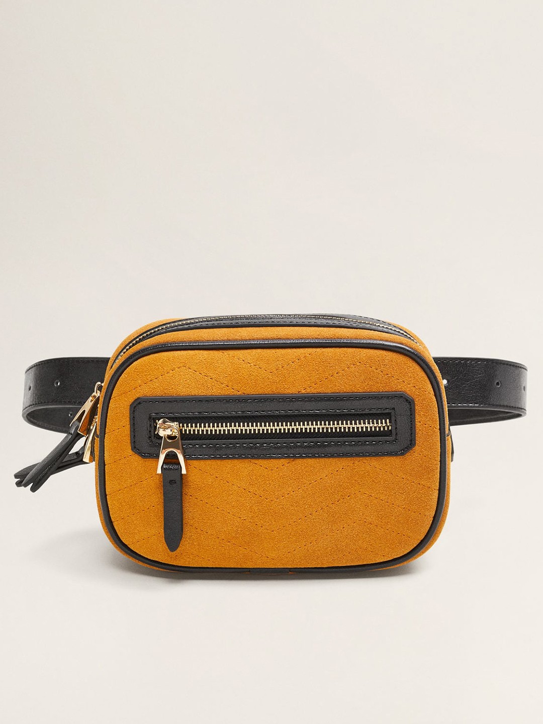

MANGO Women Mustard Brown Quilted Fanny Pack