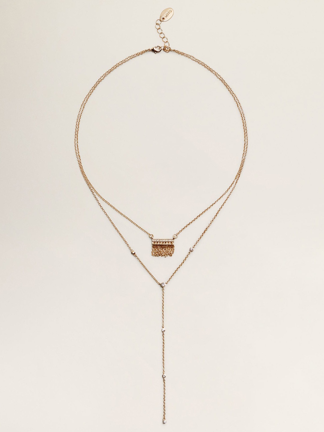 

MANGO Gold-Toned Stone-Studded Layered Necklace