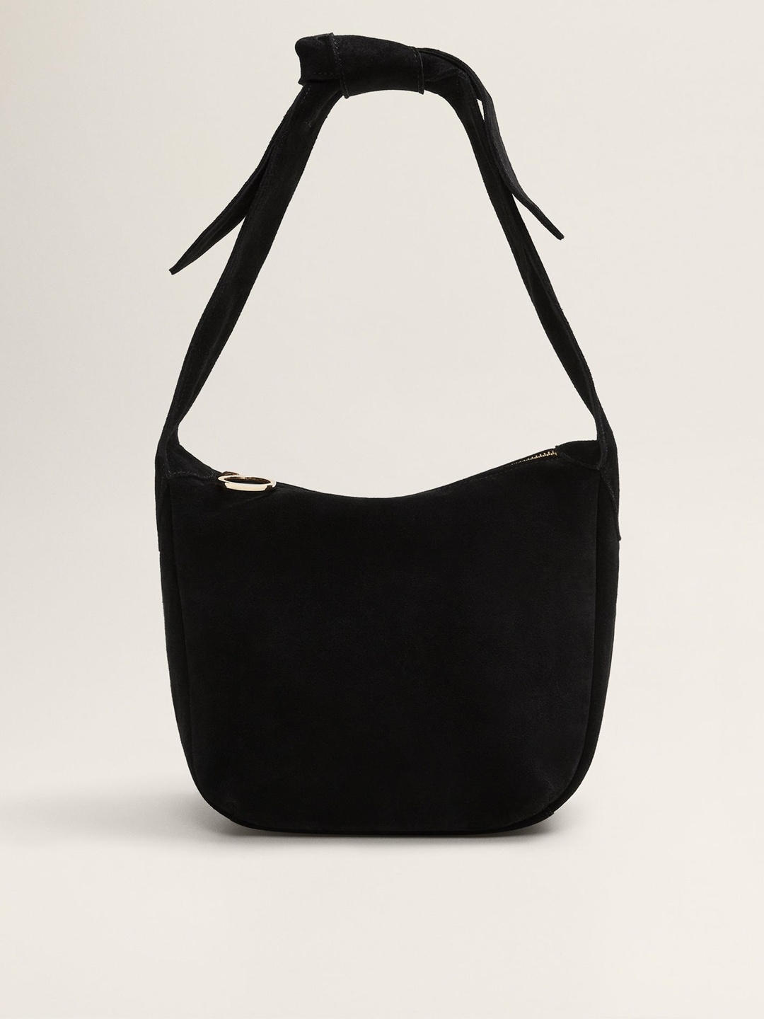 

MANGO Black Solid Suede Shoulder Bag