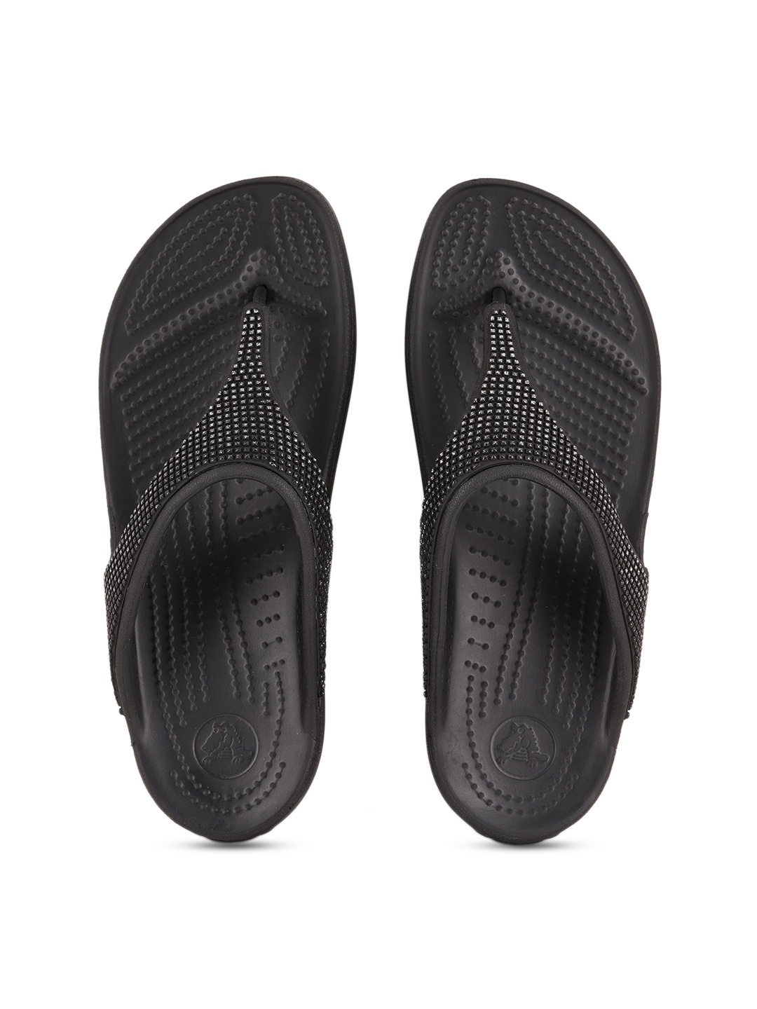 

Crocs Women Black Embellished Thong Flip-Flops