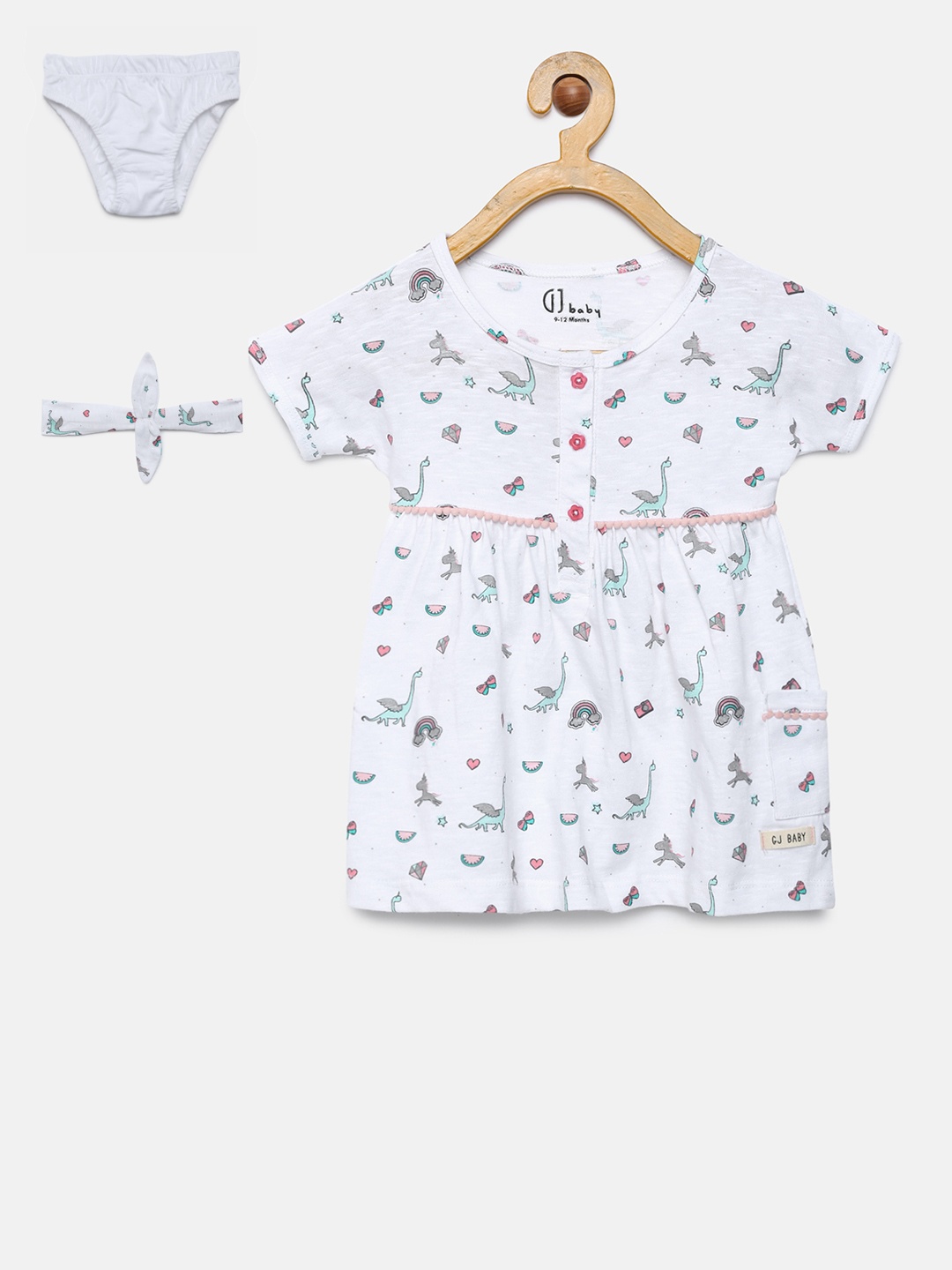 

Gini and Jony Girls White Printed Fit and Flare Dress
