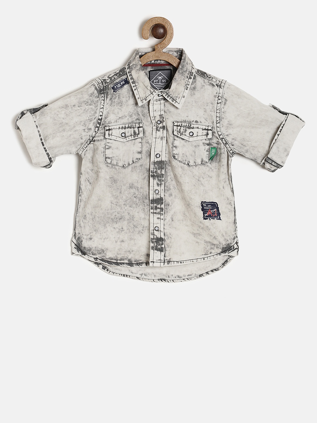 

Palm Tree Boys Grey Faded Denim Casual Shirt