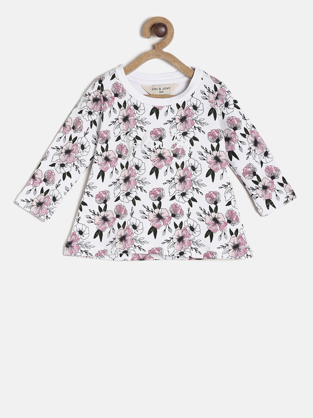 

Gini and Jony Girls White Printed Top