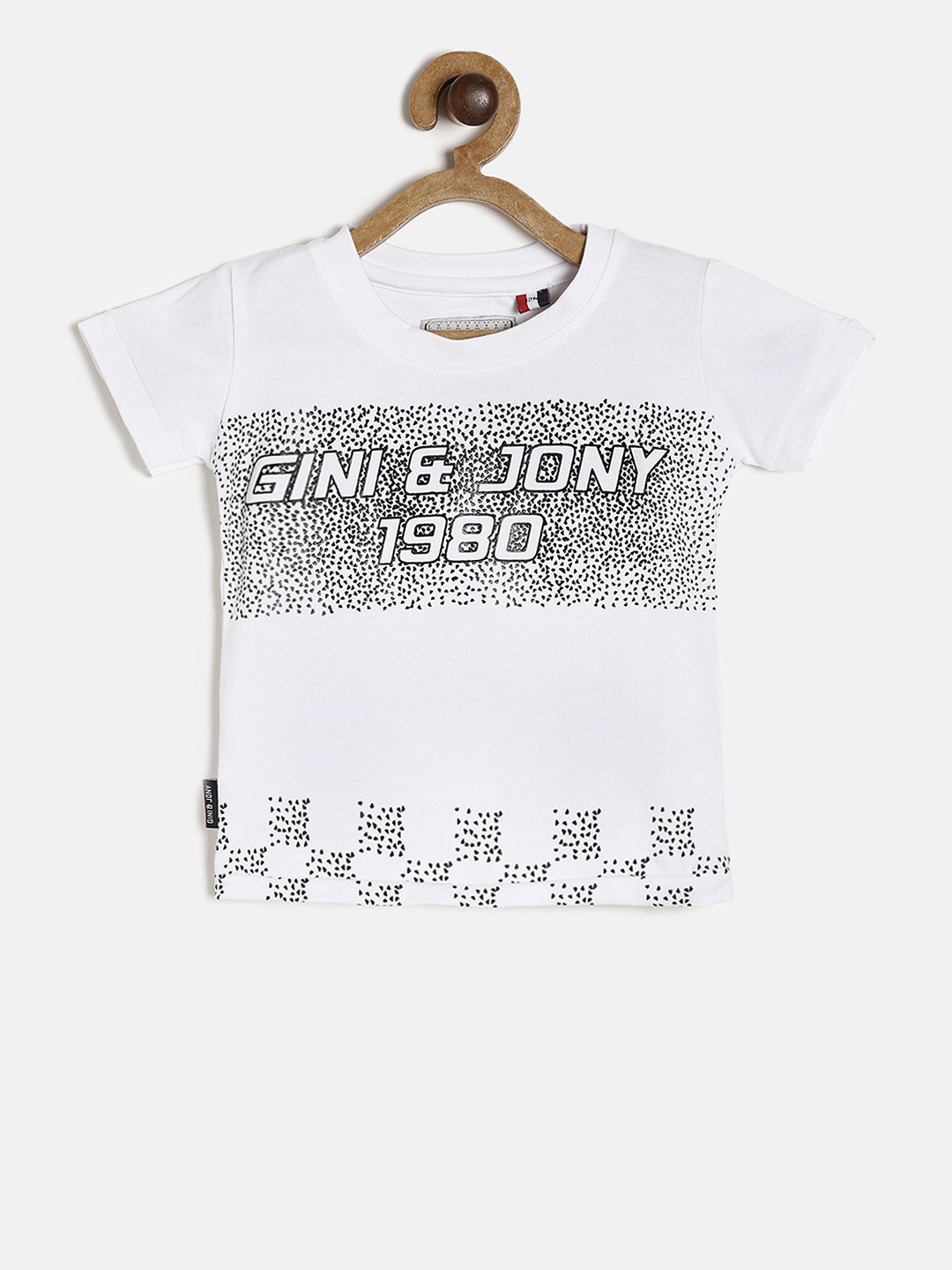 

Gini and Jony Boys White Printed Round Neck T-shirt