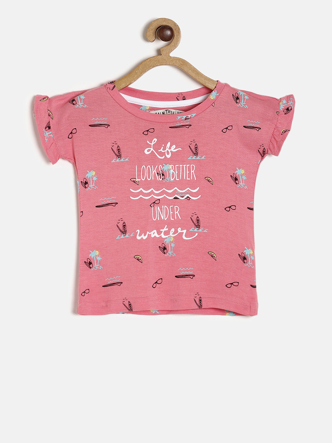 

Palm Tree Girls Pink Printed Top