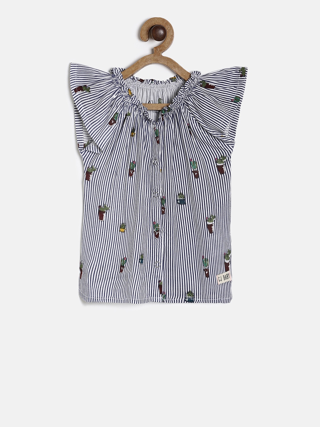 

Gini and Jony Girls Navy Blue & White Printed Top