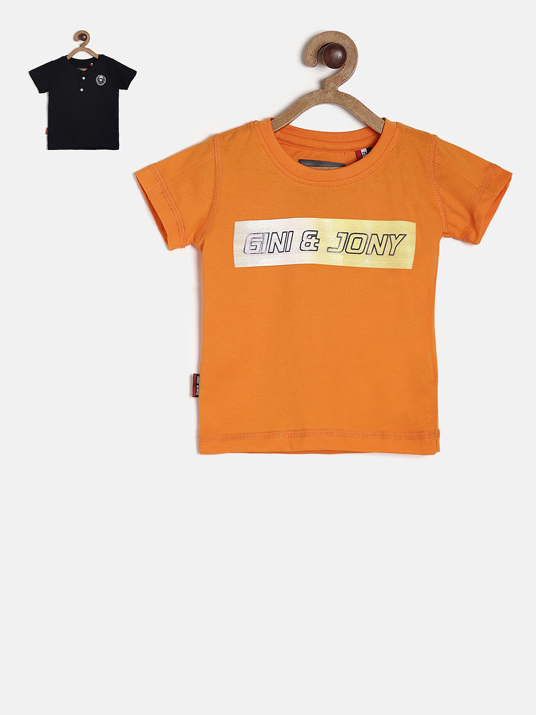 

Gini and Jony Boys Pack of 2 Orange & Navy Blue T-shirts
