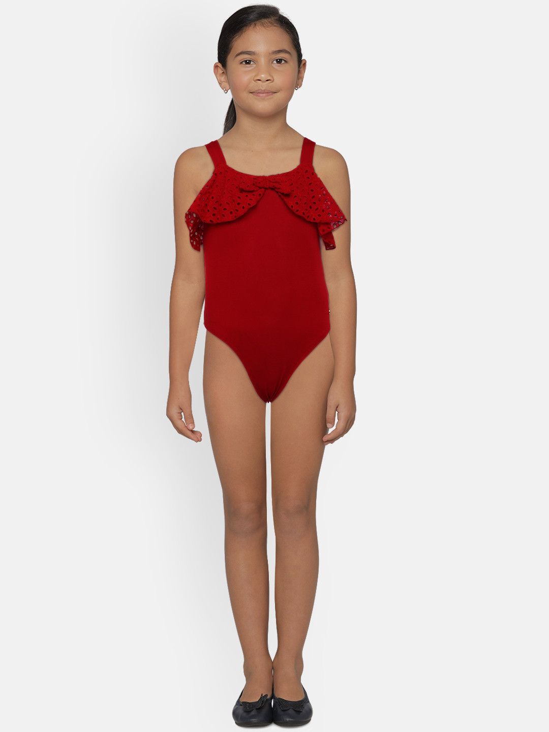 

Gini and Jony Girls Red Solid Body Suit