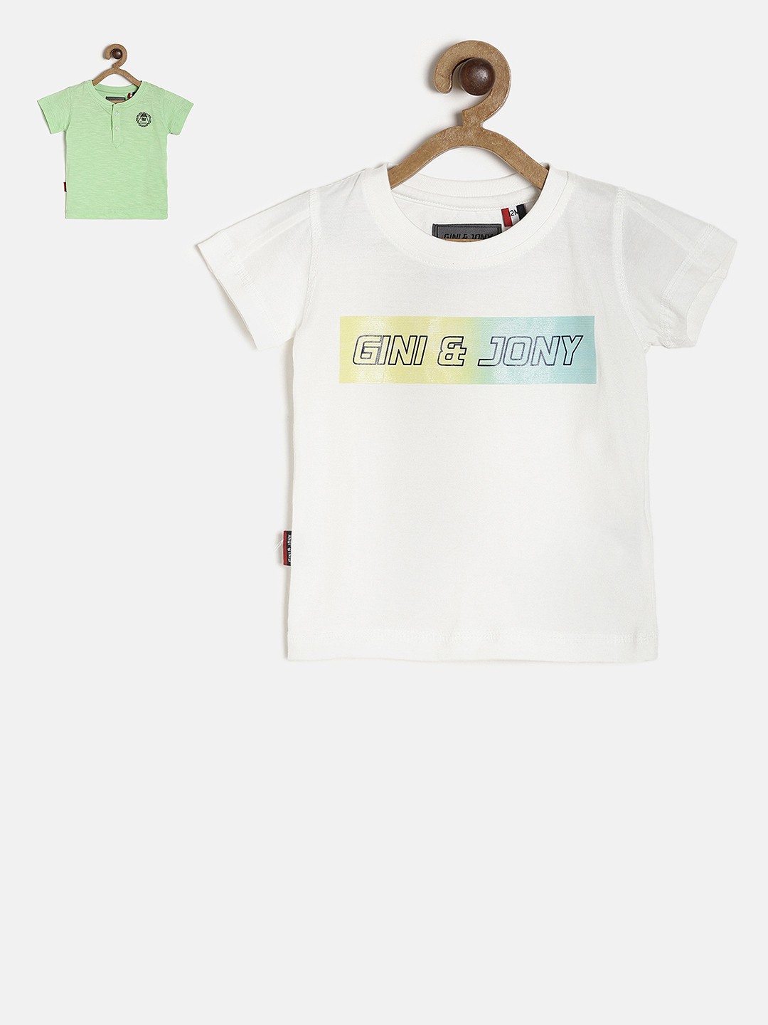 

Gini and Jony Boys Pack of 2 Green & White T-shirts