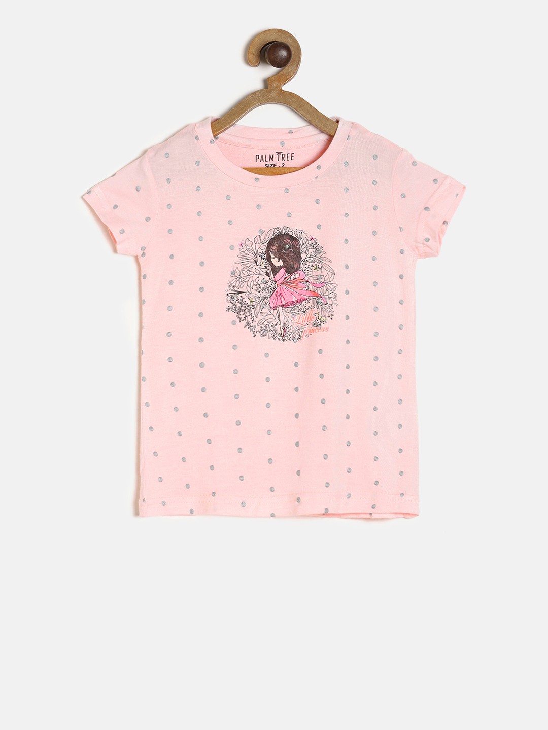 

Palm Tree Girls Pink & Grey Printed Round Neck T-shirt