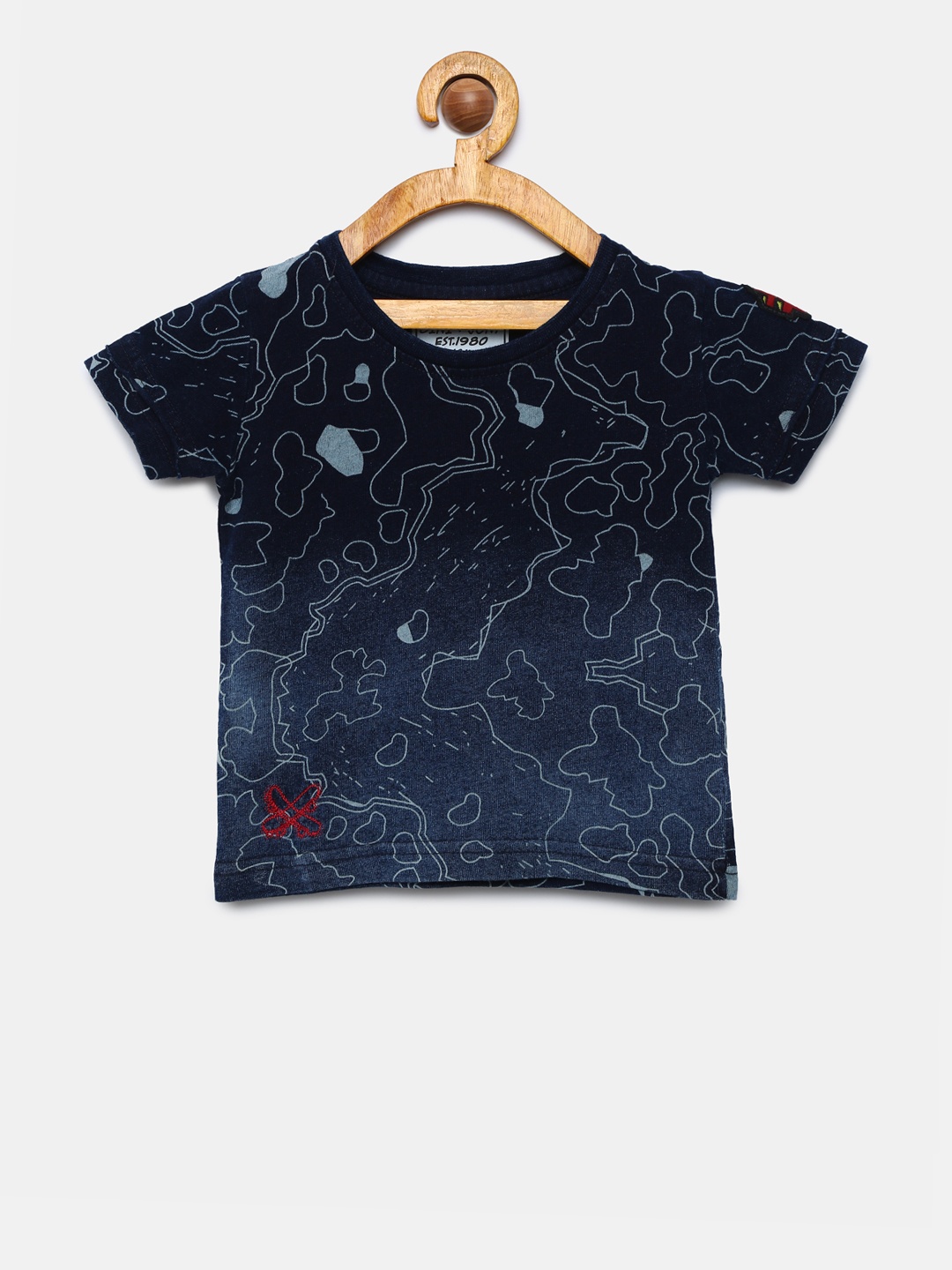 

Gini and Jony Boys Blue Printed Round Neck T-shirt