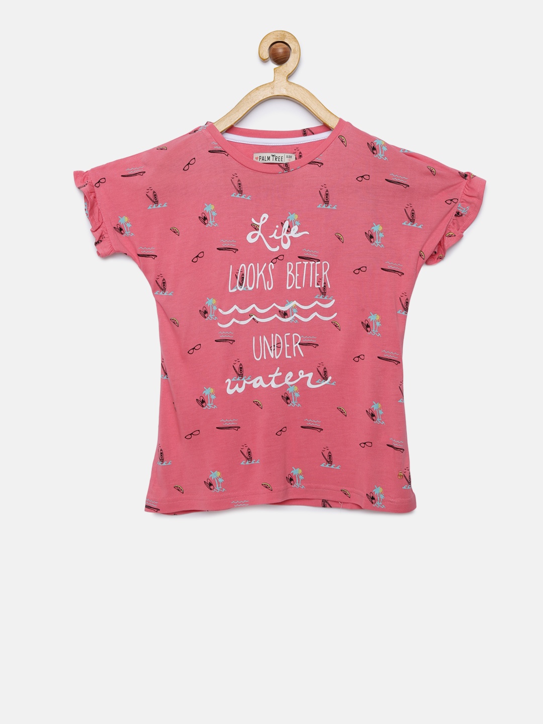 

Palm Tree Girls Pink Printed Top