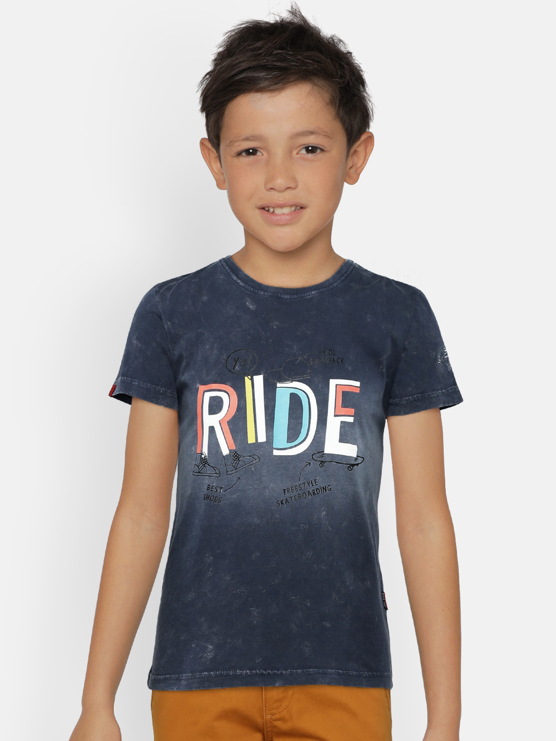 

Gini and Jony Boys Navy Blue Printed Round Neck T-shirt