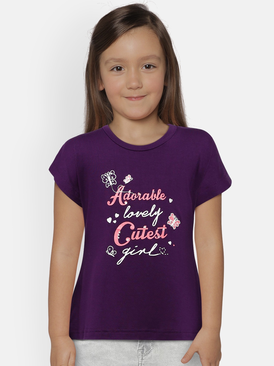 

Palm Tree Girls Purple Printed Top
