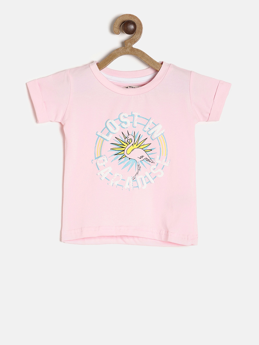 

Palm Tree Girls Pink Printed Round Neck Pure Cotton T-shirt