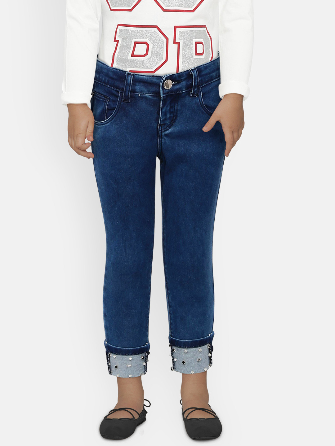 

Gini and Jony Girls Blue Slim Fit Mid-Rise Clean Look Jeans