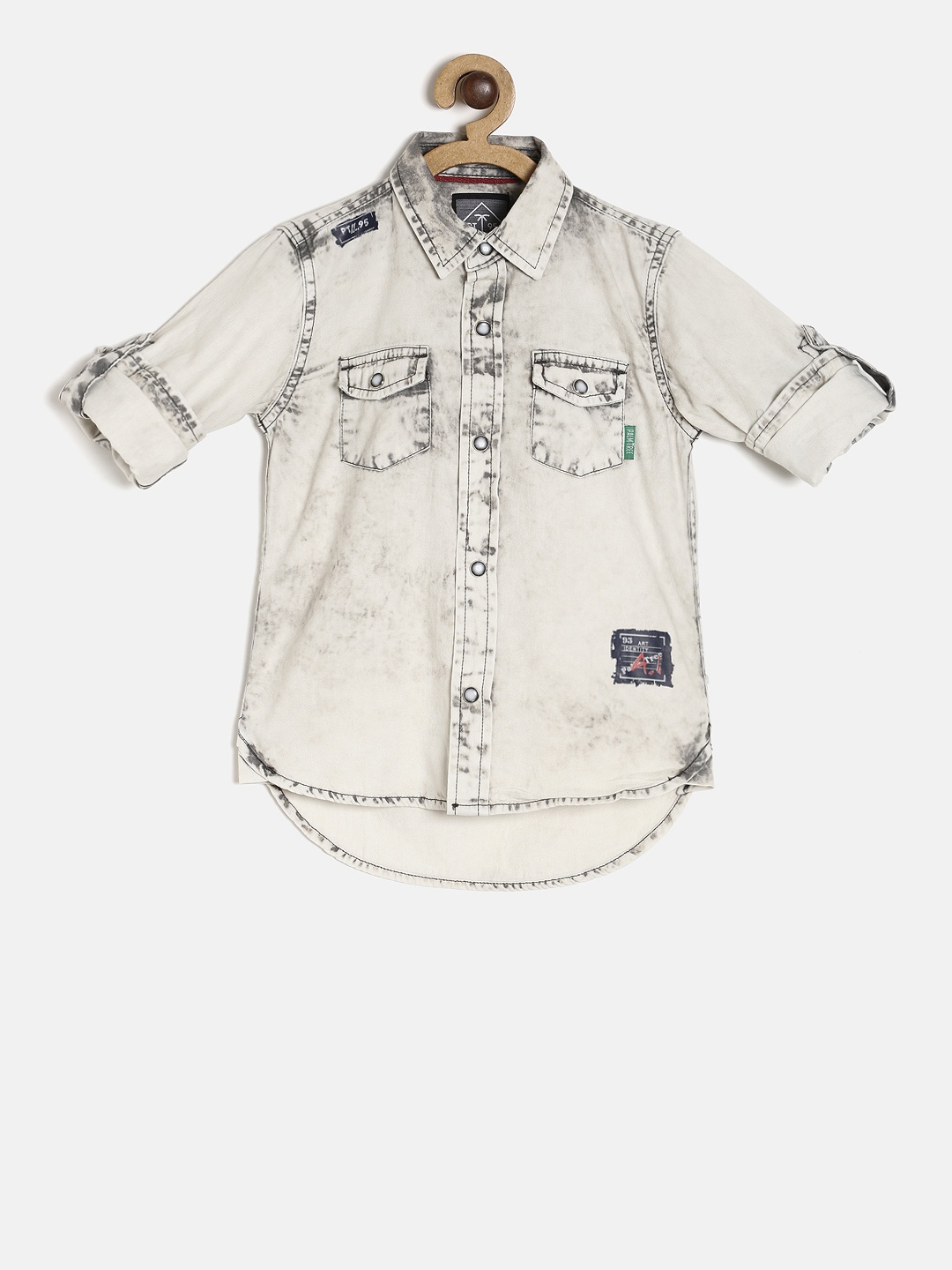 

Palm Tree Boys Off-White Faded Denim Casual Shirt
