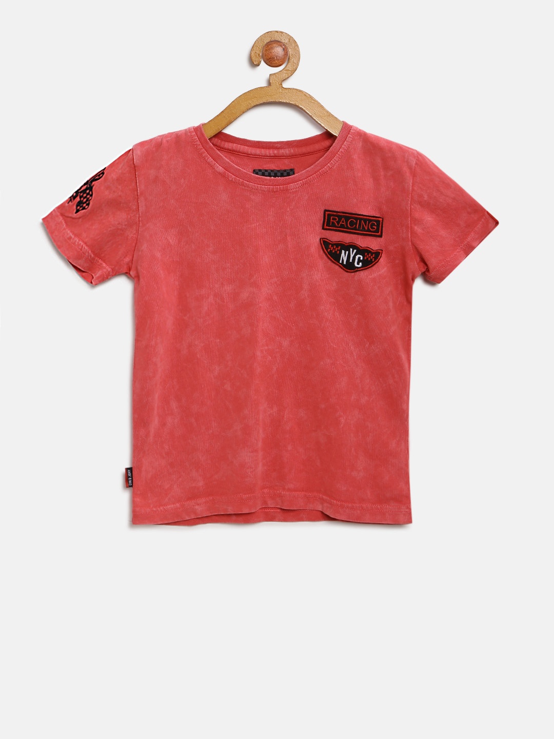 

Gini and Jony Boys Pink Solid Round Neck T-shirt
