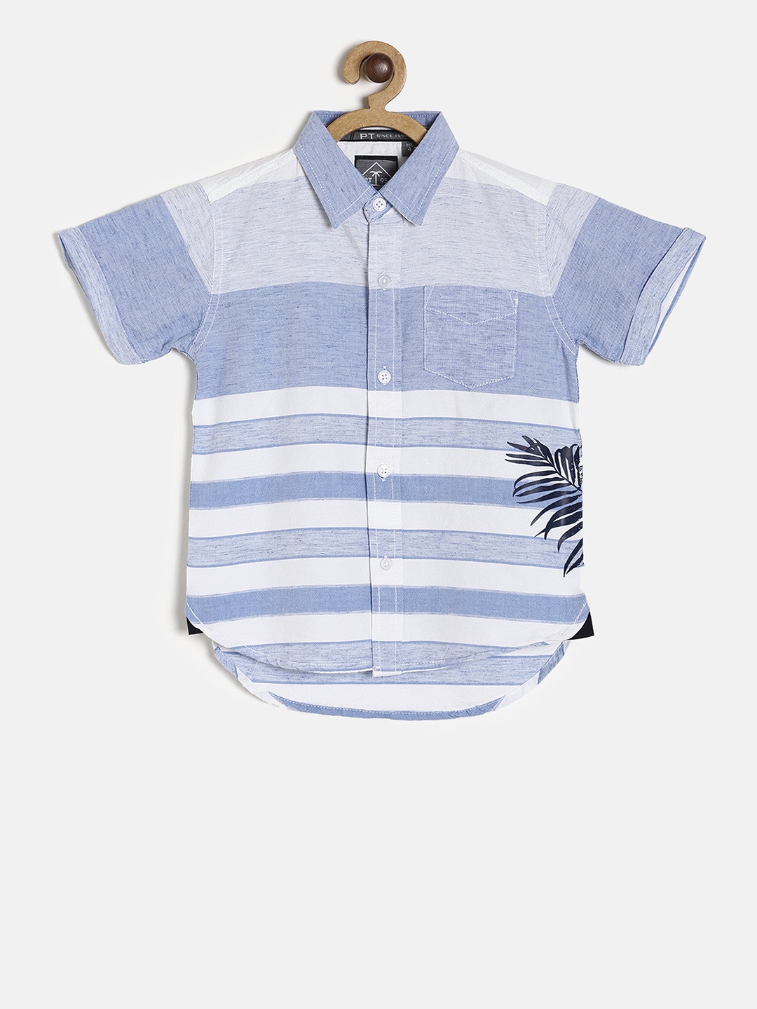 

Palm Tree Boys Blue & White Regular Fit Striped Casual Shirt