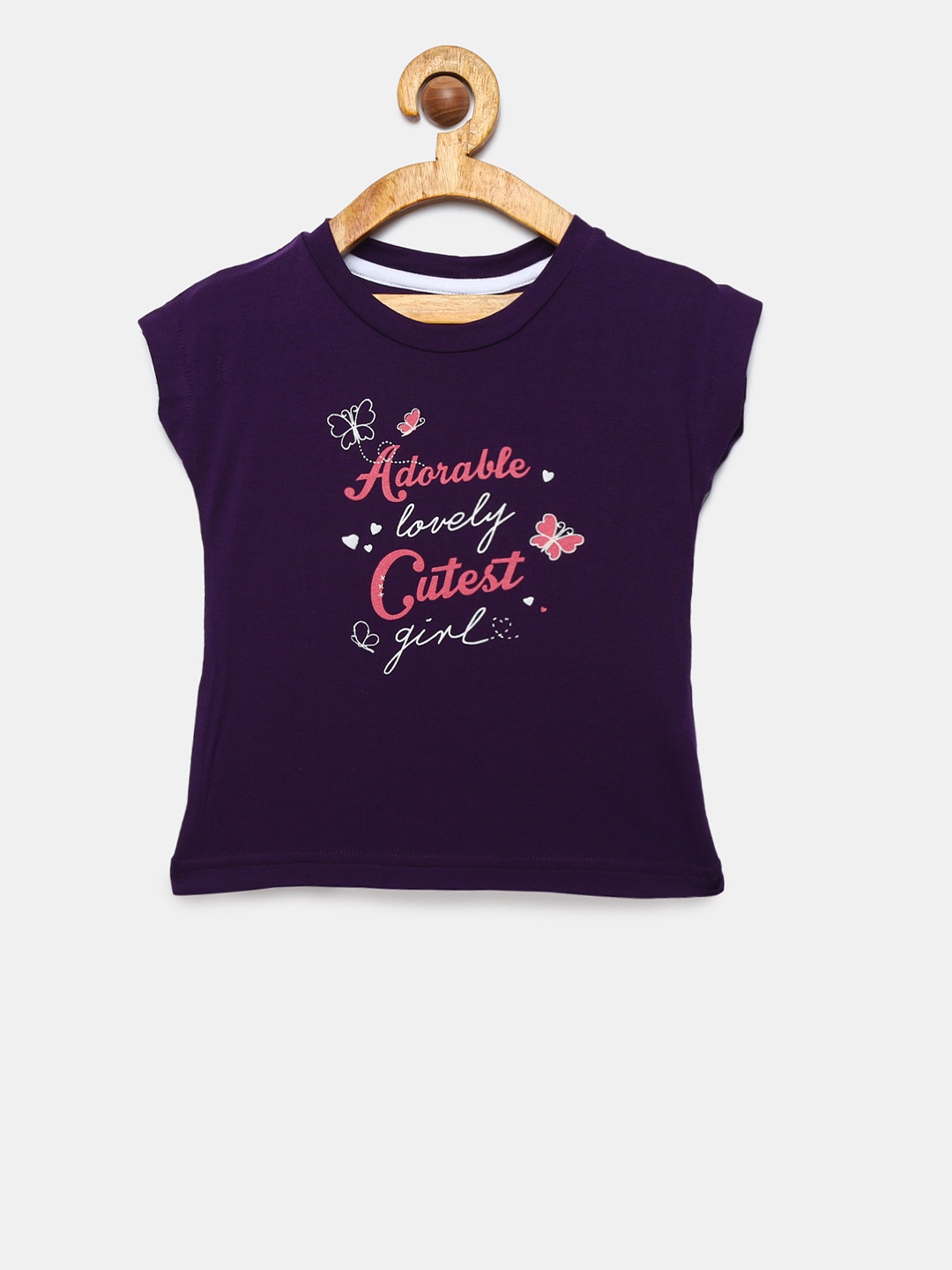 

Palm Tree Girls Purple Printed Round Neck T-shirt