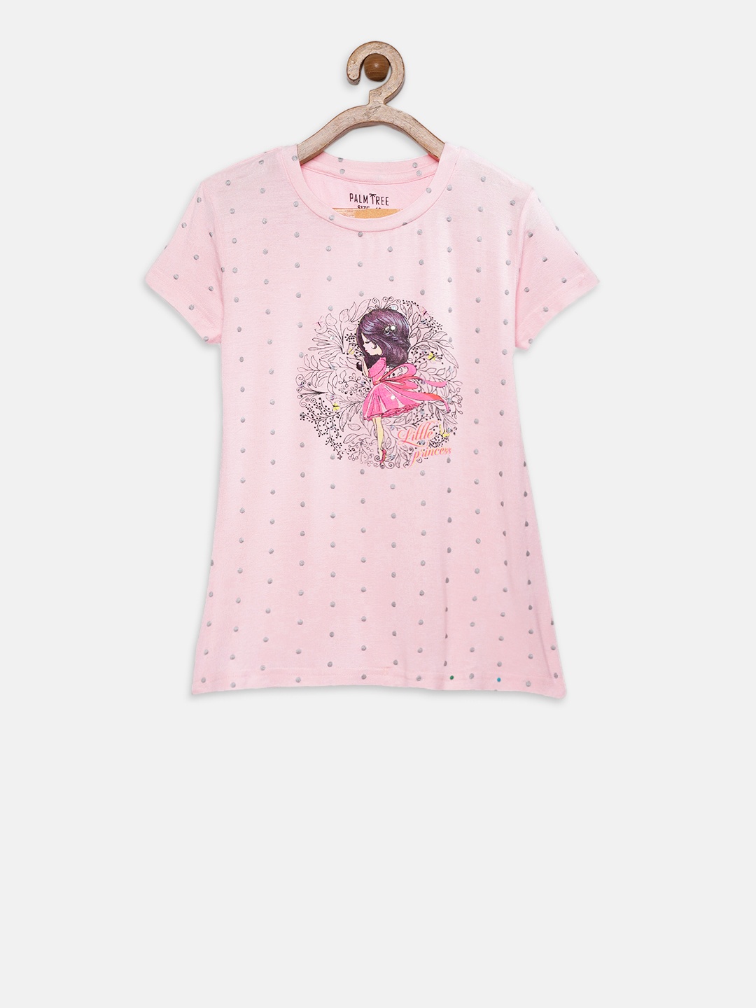 

Palm Tree Girls Pink Printed Round Neck T-shirt