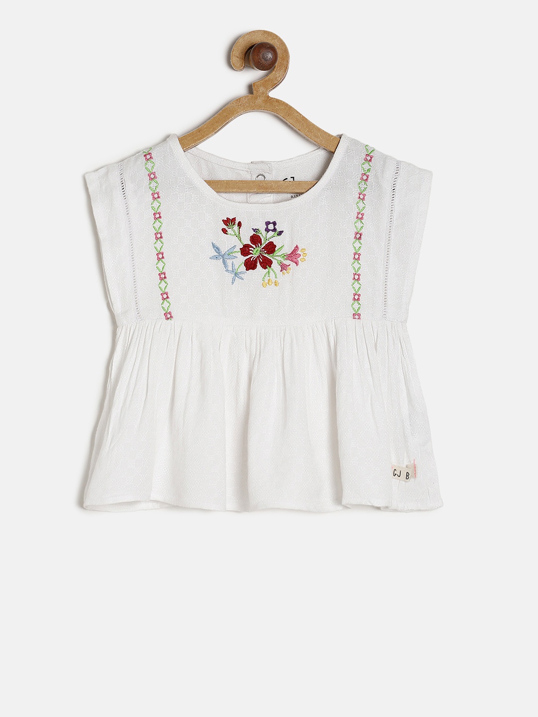 

Gini and Jony Girls Off-White Embroidered Top