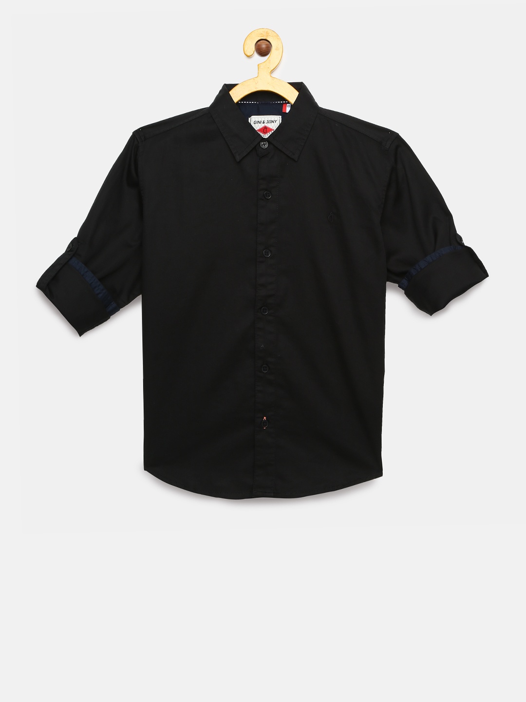 

Gini and Jony Boys Black Regular Fit Solid Casual Shirt