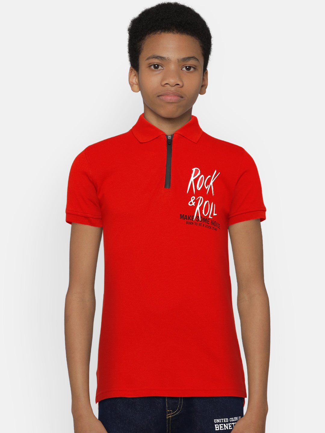 

Palm Tree Boys Red Printed Polo Collar T-shirt