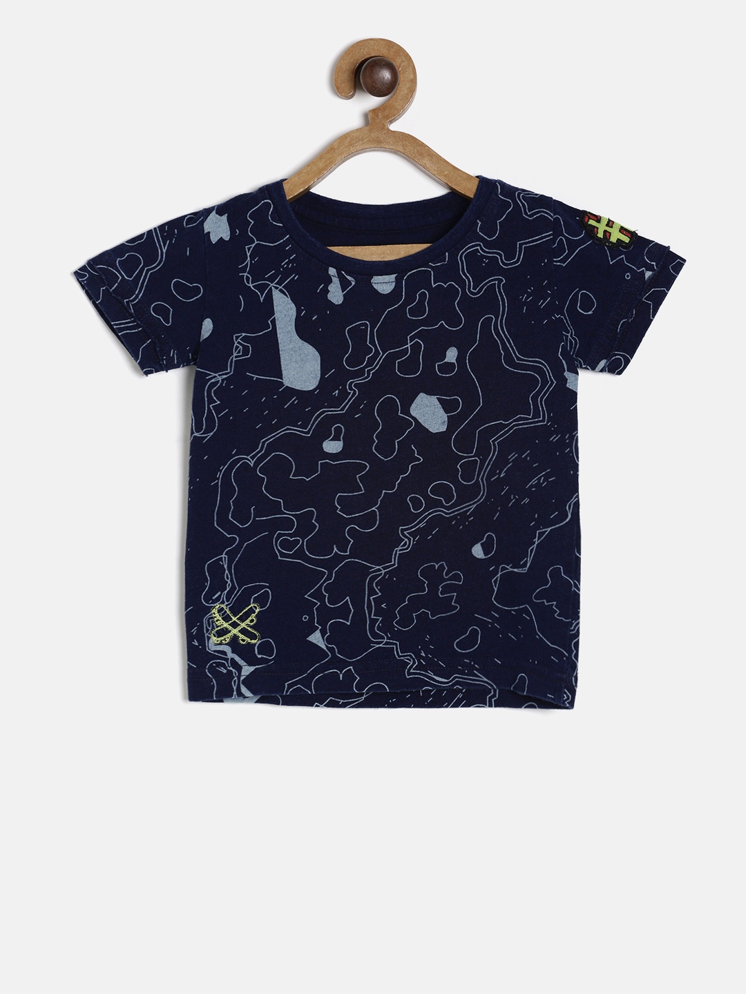 

Gini and Jony Boys Navy Blue Printed Round Neck T-shirt