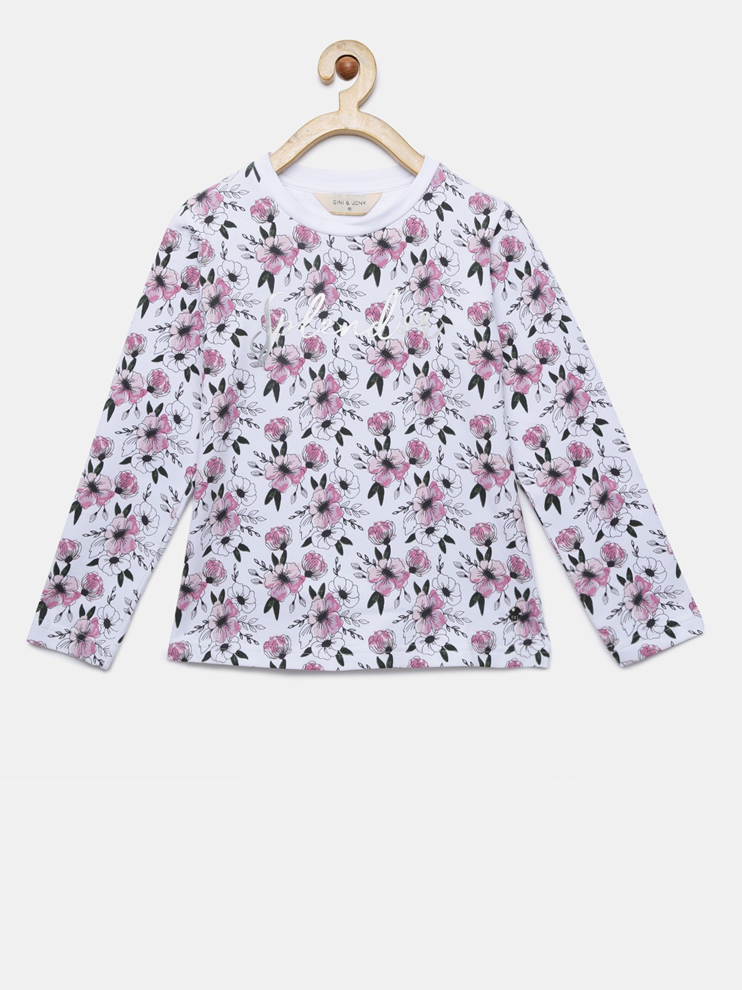 

Gini and Jony Girls White Printed Top