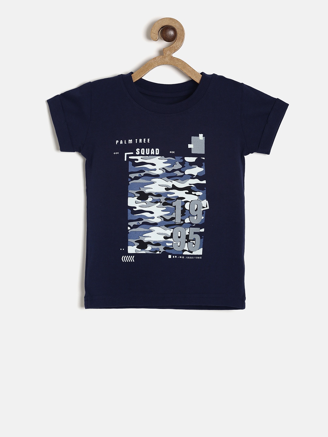 

Palm Tree Boys Navy Blue Solid Round Neck T-shirt