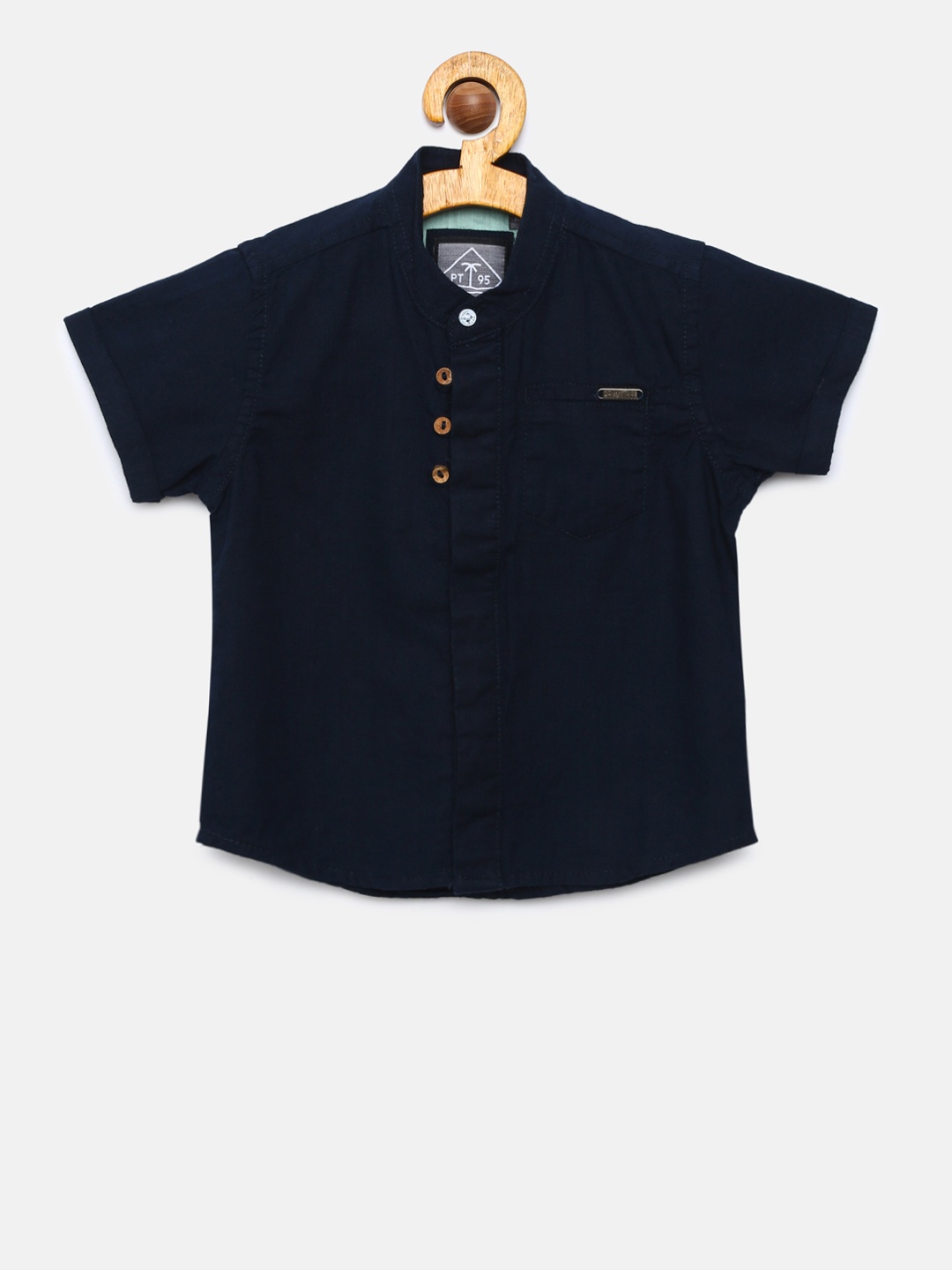 

Palm Tree Boys Blue Regular Fit Solid Casual Shirt, Navy blue