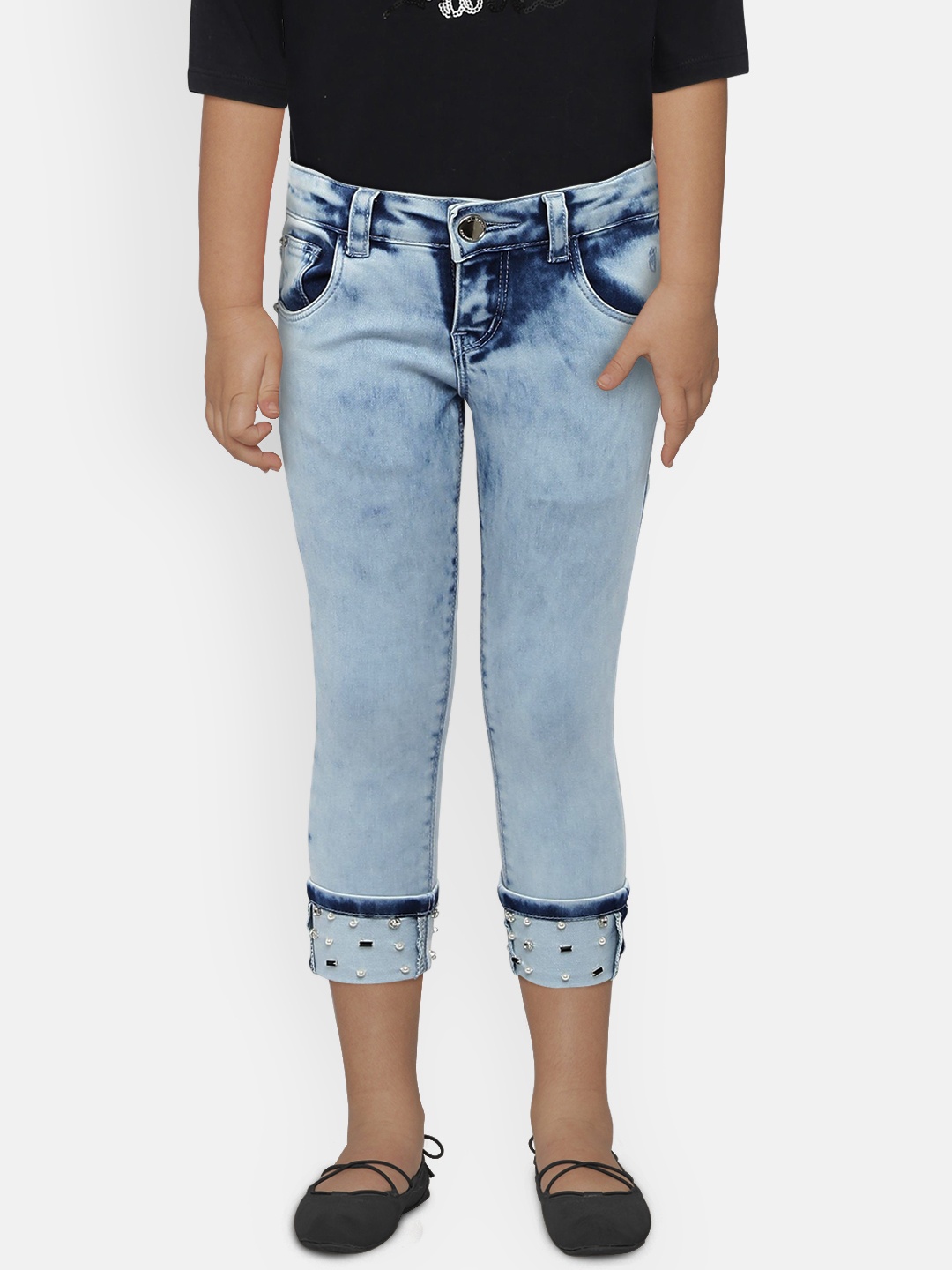 

Gini and Jony Girls Blue Embellished Slim Fit Mid-Rise Clean Look Jeans