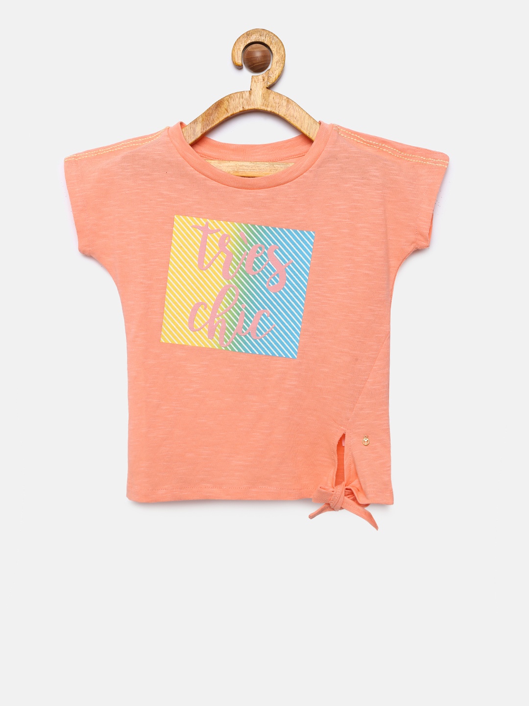 

Palm Tree Girls Peach-Coloured Printed Top