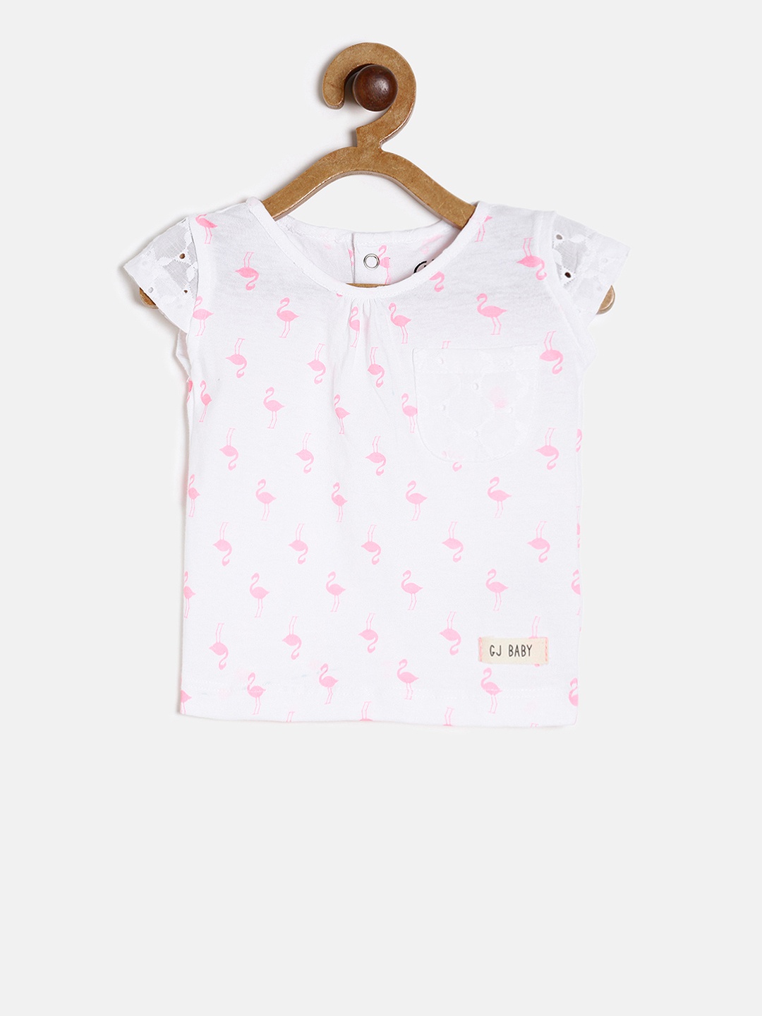 

Gini and Jony Girls White & Pink Printed Top
