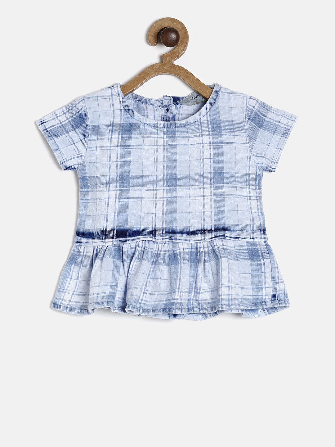 

Gini and Jony Girls Blue & White Checked Peplum Top