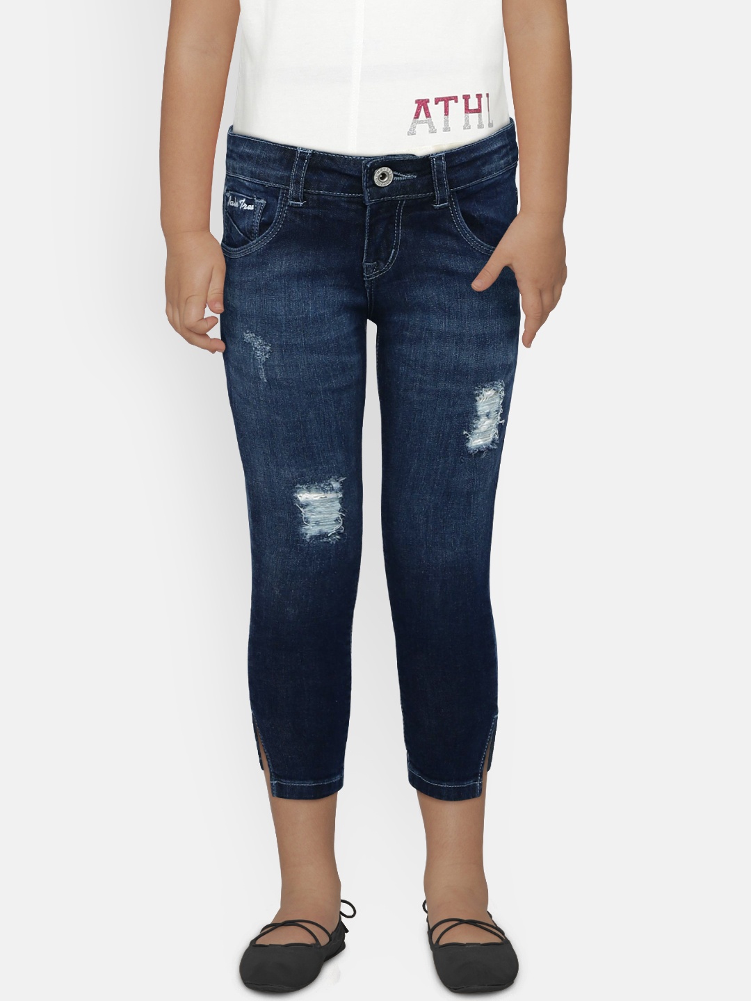 

Palm Tree Girls Blue Regular Fit Mid-Rise Mildly Distressed Jeans