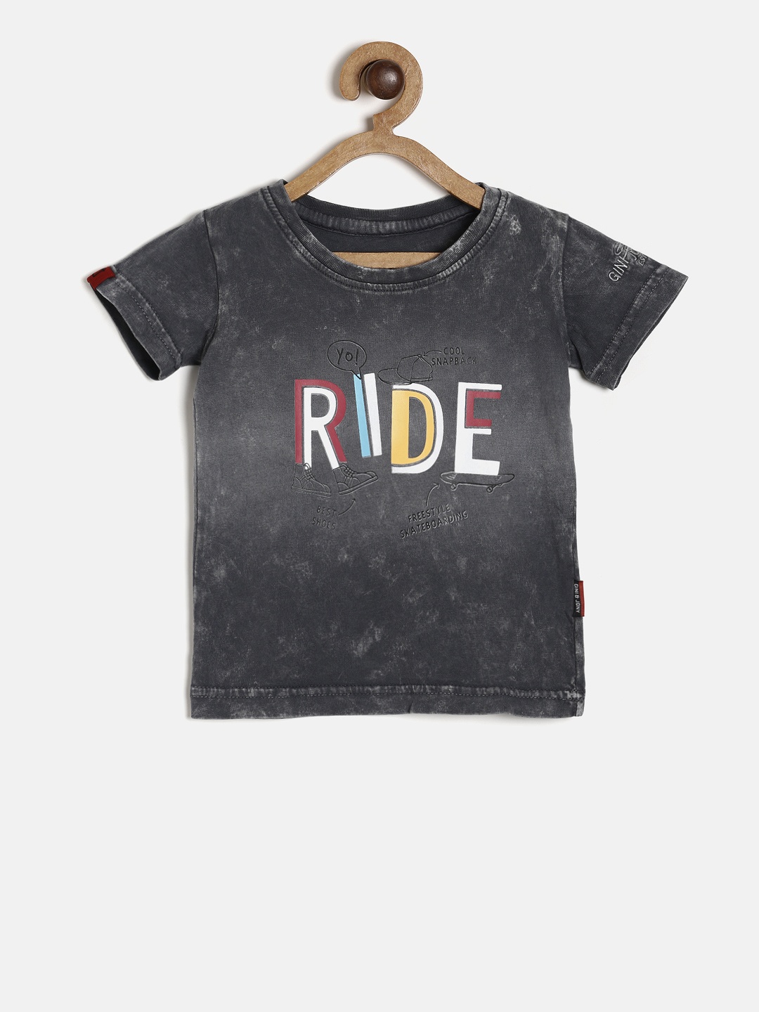 

Gini and Jony Boys Grey Printed Round Neck T-shirt