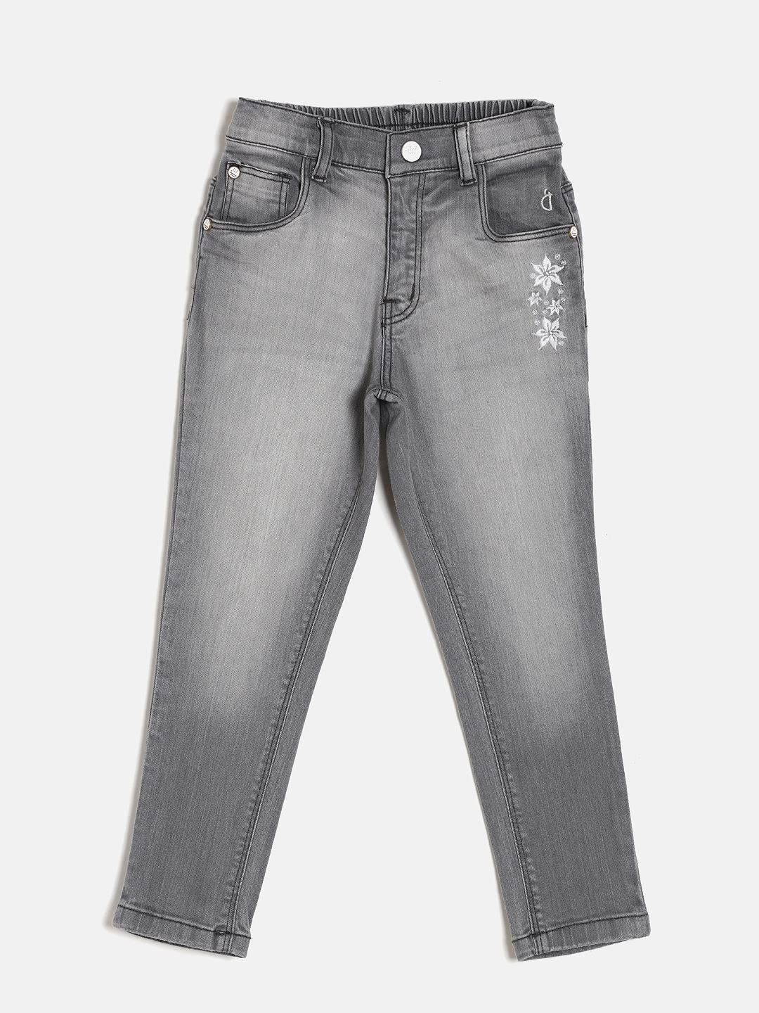 

Gini and Jony Girls Grey Regular Fit Mid-Rise Clean Look Stretchable Jeans